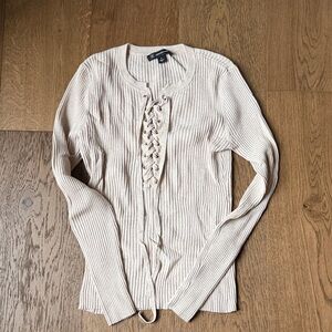 INC International Concepts Cream Ribbed Sweater